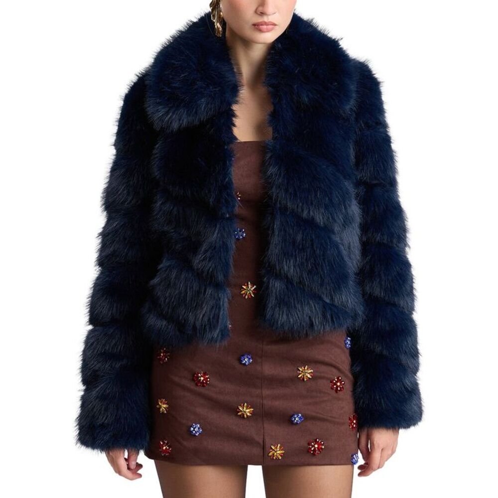 Avec Les Filles Womens  Cropped Diagonal Paneled Jacket